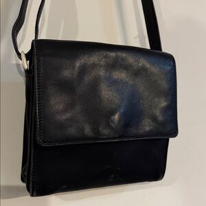 Black Leather Derek Alexander Crossbody Bag